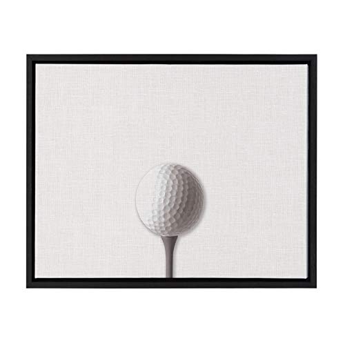 DesignOvation Sylvie Horizontal Golf Ball Portrait Framed Canvas Wall Art, 18x24 Black, Sporty Wall Decor For Home