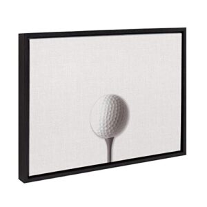 DesignOvation Sylvie Horizontal Golf Ball Portrait Framed Canvas Wall Art, 18x24 Black, Sporty Wall Decor For Home