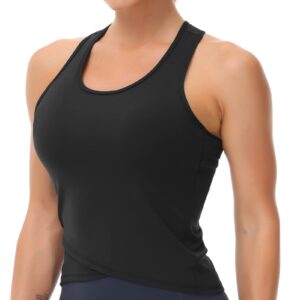 Women’s Racerback Workout Tank Tops with Built in Bra Sleeveless Running Yoga Shirts Slim Fit (X-Small, Black)