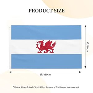 LIFANGMI Double Sided Flag of the Welsh colony in Patagonia Flag 3x5 FT Outdoor Flags Banners Durable Patio Indoor Decorative Flags Home Party Funny Flags 3by5 Flags