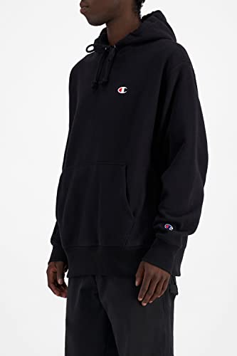 Champion mens Pullover Hoodie, Reverse Weave Pullover Hooded Sweatshirt for Men, Best Comfortable Hoodies Men, Left Chest C Hoody, Black-y06145, Large US