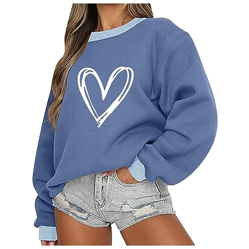 daily deals Womens Fall Fashion 2023 Long Sleeve Outerwear Shirt Athletic Workout Classic Pullovers Y2K Clothes Dressy Casual womens clothes fall 2023 Blue S