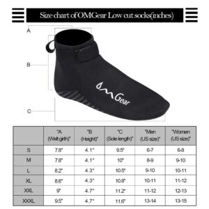 Water Socks Neoprene Socks Beach Booties Shoes 3mm Glued Blind Stitched Anti-Slip Wetsuit Boots Fin Swim Socks for Water Sports Outdoor Activities Home Slippers(3mm Low Cut/Black,S)