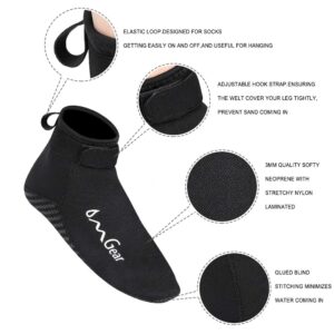 Water Socks Neoprene Socks Beach Booties Shoes 3mm Glued Blind Stitched Anti-Slip Wetsuit Boots Fin Swim Socks for Water Sports Outdoor Activities Home Slippers(3mm Low Cut/Black,S)