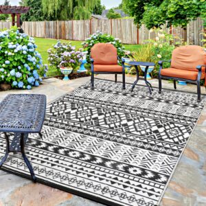 loninak outdoor rug carpet, plastic straw rug, waterproof outdoor rugs, patio rug for rv, trailer, beach camping, backyard, deck, 4 stakes and carry bag included, 5' x 8'