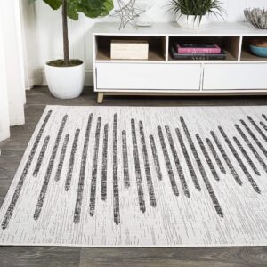 JONATHAN Y SMB124D-3 Zolak Berber Stripe Geometric Indoor Outdoor Area-Rug Bohemian Contemporary Easy-Cleaning Bedroom Kitchen Backyard Patio Non Shedding, 3 X 5, Ivory/Black