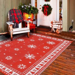 hiiarug 5x7ft outdoor rug for patio porch front door christmas decor waterproof outdoor rugs for patios clearance reversible patio mats outdoor floor mat for christmas tree porch deck backyard