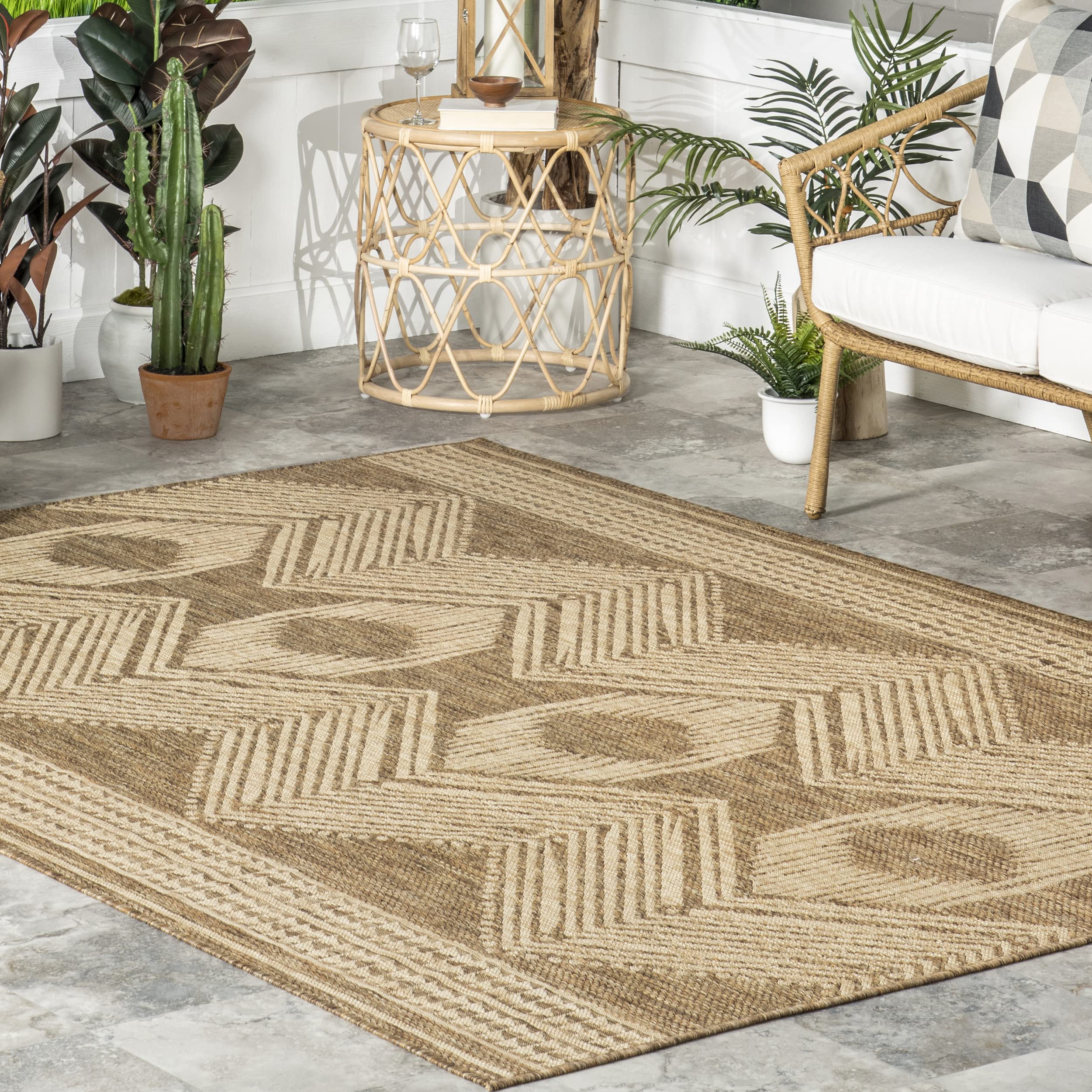 nuLOOM Ranya Tribal Indoor/Outdoor Area Rug, 4x5, Light Brown