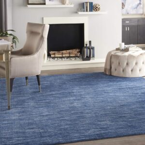 nourison essentials indoor/outdoor navy blue 9' x 12' area rug, easy cleaning, non shedding, bed room, living room, dining room, backyard, deck, patio (9x12)