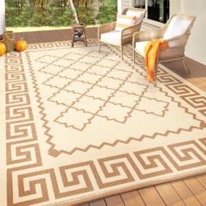 PASAMIC Double-Sided Design Outdoor Rug,100% Pure Polypropylene Outdoor Rugs, Patio Rug, Outdoor Patio Rug for Terraces, Garden Decks, Beaches, Camping, 9ft x 6ft Outdoor Area Rug Waterproof