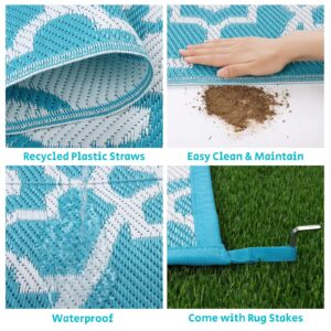 HEBE Outdoor Rug 5'x8' for Patios Waterproof Clearance Reversible Patio Mat Plastic Straw Rug RV Camping Mat Outside Area Rug Carpet for Camping RV,Porch,Deck,Balcony,Camper,Backyard