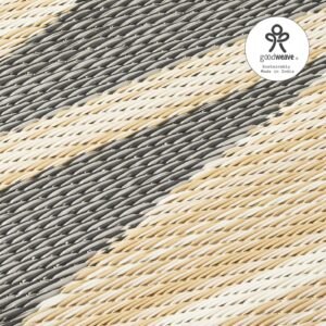 Fab Habitat Outdoor Rug - Waterproof, Fade Resistant, Crease-Free - Premium Recycled Plastic - Geo Tribal - Porch, Deck, Balcony, Mudroom, Laundry Room, Patio - Cairo - Natural & Black - 3 x 5 ft