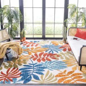 SAFAVIEH Cabana Collection Area Rug - 8' x 10', Creme & Red, Botanical Design, Non-Shedding & Easy Care, Indoor/Outdoor & Washable-Ideal for Patio, Backyard, Mudroom (CBN814A)