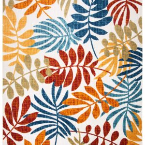 SAFAVIEH Cabana Collection Area Rug - 8' x 10', Creme & Red, Botanical Design, Non-Shedding & Easy Care, Indoor/Outdoor & Washable-Ideal for Patio, Backyard, Mudroom (CBN814A)