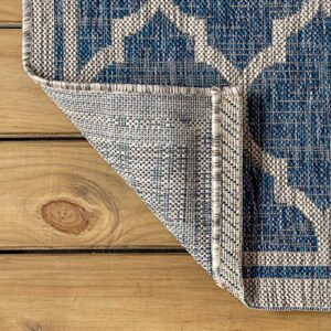 JONATHAN Y SMB109D-9 Trebol Moroccan Trellis Textured Weave Indoor Outdoor Area Rug Bohemian Modern Easy Cleaning Bedroom Kitchen Backyard Patio Non Shedding, 9 X 12, Navy/Gray (JSMB109-D9)