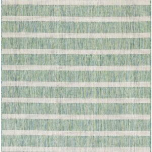 Nourison Positano Indoor/Outdoor Blue Green Ivory 8' x 10' Area Rug, Easy Cleaning, Non Shedding, Bed Room, Living Room, Dining Room, Backyard, Deck, Patio (8x10)