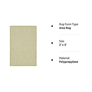 Nourison Courtyard Indoor/Outdoor Ivory Green 2' x 3' Area Rug, Geometric, Easy Cleaning, Non Shedding, Bed Room, Living Room, Dining Room, Deck, Patio, Backyard (2x3)