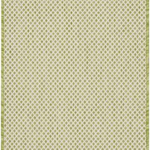 Nourison Courtyard Indoor/Outdoor Ivory Green 2' x 3' Area Rug, Geometric, Easy Cleaning, Non Shedding, Bed Room, Living Room, Dining Room, Deck, Patio, Backyard (2x3)