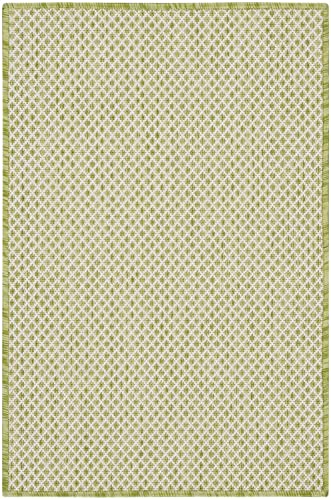 Nourison Courtyard Indoor/Outdoor Ivory Green 2' x 3' Area Rug, Geometric, Easy Cleaning, Non Shedding, Bed Room, Living Room, Dining Room, Deck, Patio, Backyard (2x3)