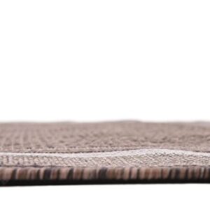 Unique Loom Outdoor Border Collection Area Rug - Soft Border (9' x 12' Rectangle, Brown/ Ivory)