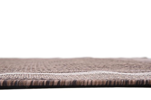 Unique Loom Outdoor Border Collection Area Rug - Soft Border (9' x 12' Rectangle, Brown/ Ivory)