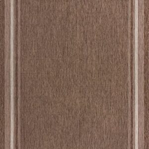 Unique Loom Outdoor Border Collection Area Rug - Soft Border (9' x 12' Rectangle, Brown/ Ivory)