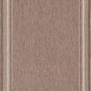 Unique Loom Outdoor Border Collection Area Rug - Soft Border (9' x 12' Rectangle, Brown/ Ivory)