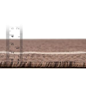 Unique Loom Outdoor Border Collection Area Rug - Soft Border (9' x 12' Rectangle, Brown/ Ivory)