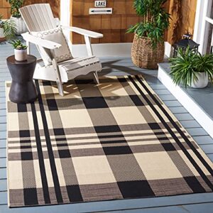 safavieh courtyard collection accent rug - 4' x 5'7", black & bone, plaid design, non-shedding & easy care, indoor/outdoor & washable-ideal for patio, backyard, mudroom (cy6201-216)