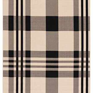 SAFAVIEH Courtyard Collection Accent Rug - 4' x 5'7", Black & Bone, Plaid Design, Non-Shedding & Easy Care, Indoor/Outdoor & Washable-Ideal for Patio, Backyard, Mudroom (CY6201-216)