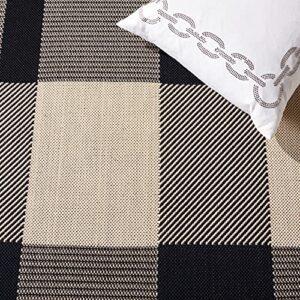 SAFAVIEH Courtyard Collection Accent Rug - 4' x 5'7", Black & Bone, Plaid Design, Non-Shedding & Easy Care, Indoor/Outdoor & Washable-Ideal for Patio, Backyard, Mudroom (CY6201-216)