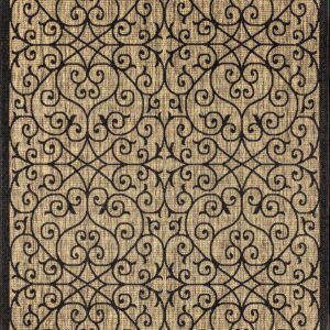 JONATHAN Y Madrid Vintage Filigree Textured Weave Indoor/Outdoor Black/Khaki 5 ft. x 8 ft. Area-Rug, Classic,Easy-Cleaning,HighTraffic,LivingRoom,Backyard, Non Shedding (SMB107A-5)