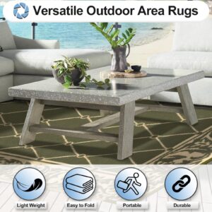 OutdoorLines Indoor Outdoor Rugs for Patio 4x6 ft - Reversible Outside Carpet, Stain & UV Resistant Portable RV Mat, Plastic Straw Rug for Camping, Pool Deck, Porch Rhombus Deep Lichen Green & Vanilla