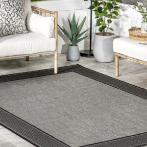 nuLOOM Gris Bordered 3x5 Indoor/Outdoor Accent Rug for Living Room Patio Deck Front Porch Entryway Kitchen, Grey/Black