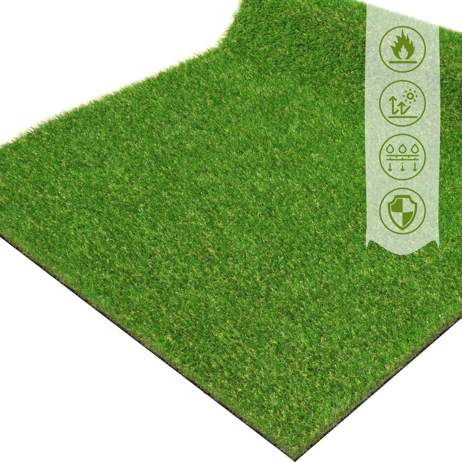 ZGR Artificial Grass Turf Lawn 4' x 6' Outdoor Rug, 0.8" Premium Realistic Turf for Garden, Yard, Home Landscape, Playground, Dogs Synthetic Grass Mat Fake Grass Rug, Rubber Backed with Drain Holes