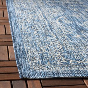 SAFAVIEH Courtyard Collection Area Rug - 8' x 10', Navy & Ivory, Non-Shedding & Easy Care, Indoor/Outdoor & Washable-Ideal for Patio, Backyard, Mudroom (CY8680-36821)