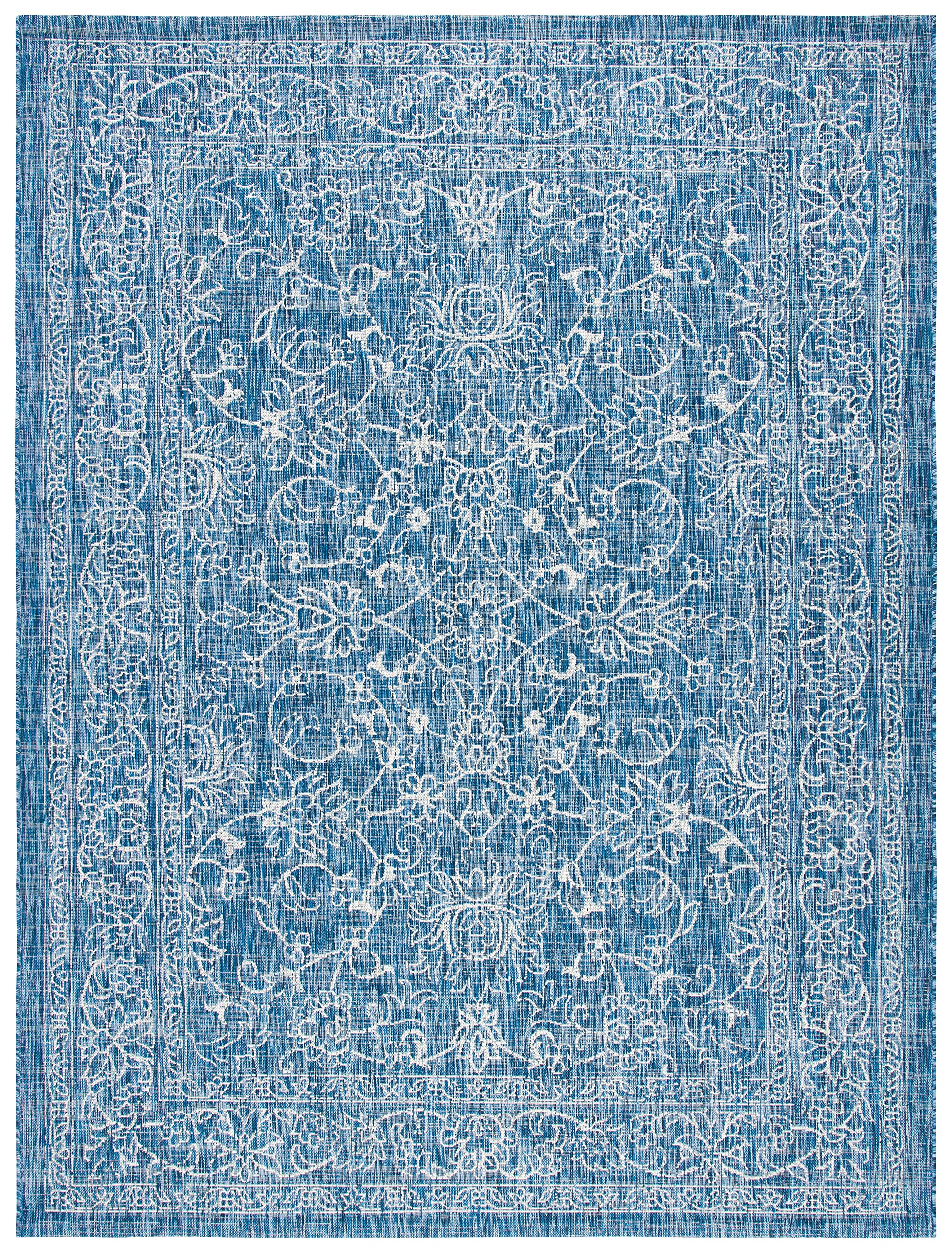 SAFAVIEH Courtyard Collection Area Rug - 8' x 10', Navy & Ivory, Non-Shedding & Easy Care, Indoor/Outdoor & Washable-Ideal for Patio, Backyard, Mudroom (CY8680-36821)