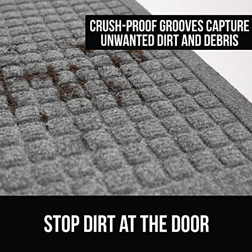 Gorilla Grip Ultra Absorbent Moisture Guard Doormat, Absorbs Up to 1.7 Cups of Water, Stain and Fade Resistant, Spiked Rubber Backing, All Weather Mats Capture Dirt, Indoor Outdoor, 29x17, Grey
