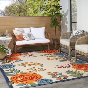 Nourison Aloha Indoor-Outdoor Modern Multicolor 3'6" x 5'6" Area Rug, Easy Cleaning, Non Shedding, Bed Room, Living Room, Dining Room, Kitchen (4x6)