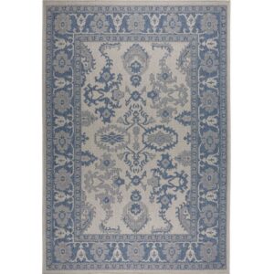 Nicole Miller New York Patio Country Ayana Transitional Border Indoor/Outdoor Area Rug, Grey/Blue, 3'11"x5'2"