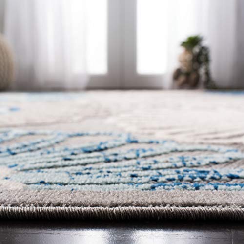 SAFAVIEH Cabana Collection Accent Rug - 4' x 6', Grey & Blue, Floral Design, Non-Shedding & Easy Care, Indoor/Outdoor & Washable-Ideal for Patio, Backyard, Mudroom (CBN801F)