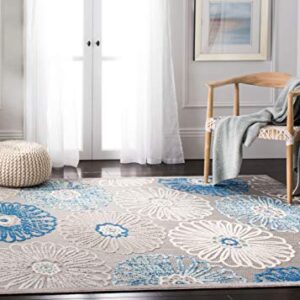 SAFAVIEH Cabana Collection Accent Rug - 4' x 6', Grey & Blue, Floral Design, Non-Shedding & Easy Care, Indoor/Outdoor & Washable-Ideal for Patio, Backyard, Mudroom (CBN801F)