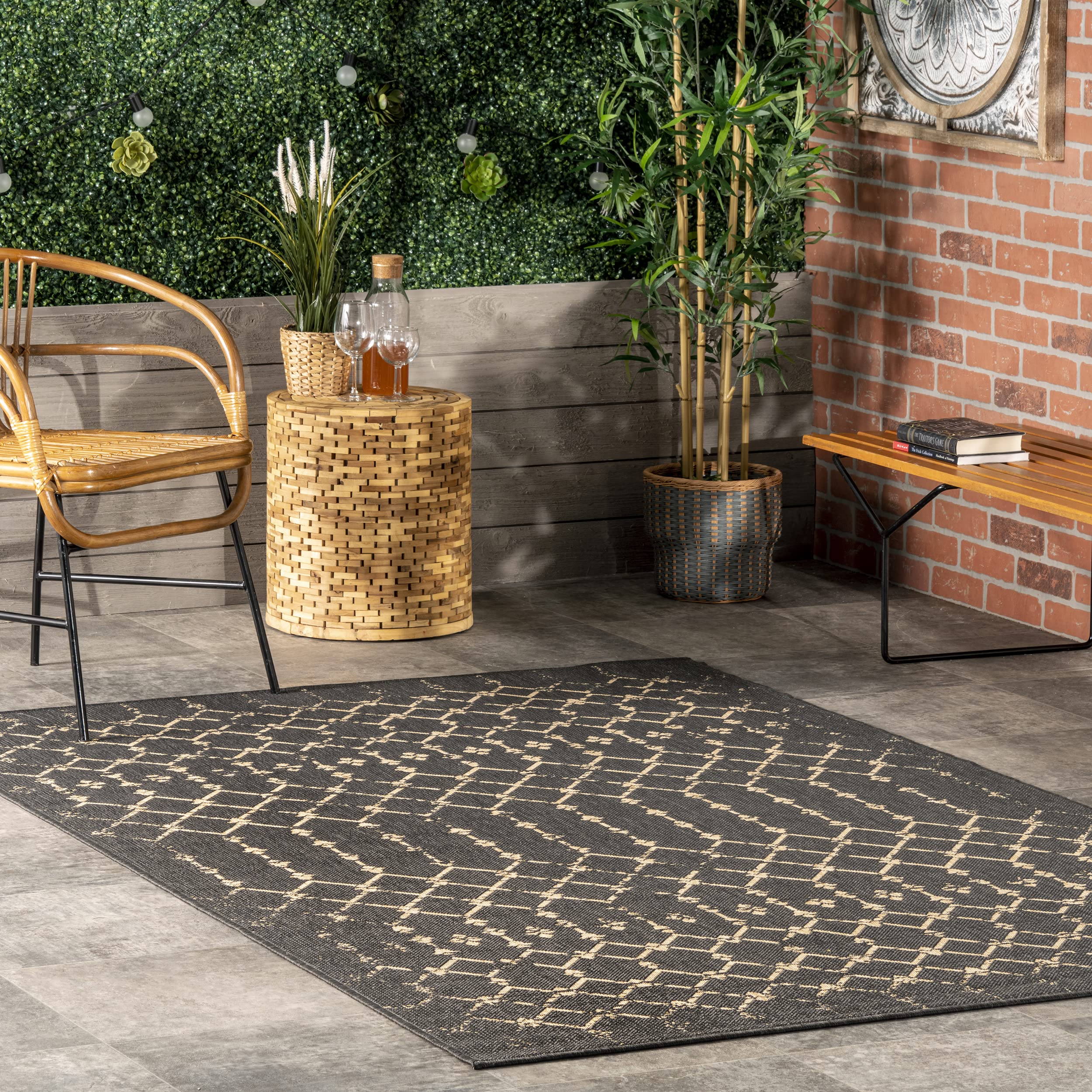 nuLOOM Grayson Moroccan Trellis Indoor/Outdoor Area Rug, 8x10, Charcoal