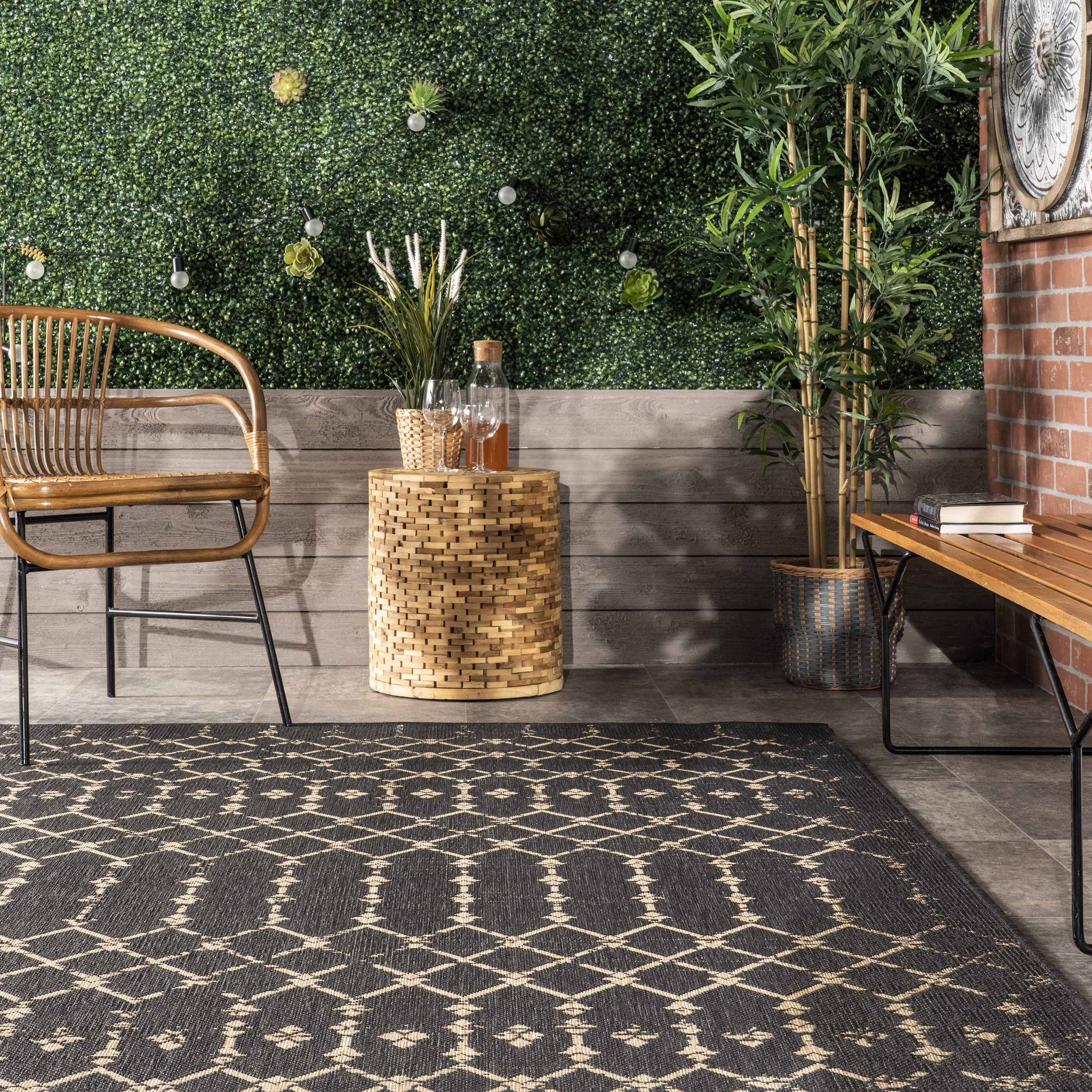 nuLOOM Grayson Moroccan Trellis Indoor/Outdoor Area Rug, 8x10, Charcoal