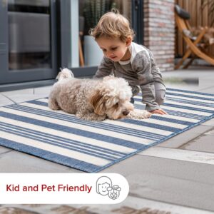 nuLOOM Robin Multi Stripe Indoor/Outdoor Area Rug, 10x14, Blue