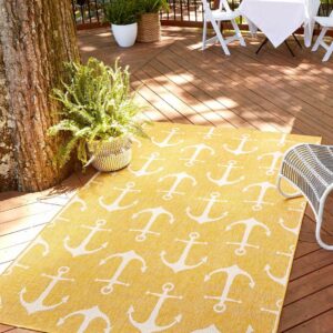 Unique Loom Outdoor Coastal Collection Area Rug - Ahoy (10' x 14' 1" Rectangle, Yellow)