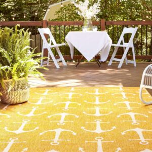 Unique Loom Outdoor Coastal Collection Area Rug - Ahoy (10' x 14' 1" Rectangle, Yellow)