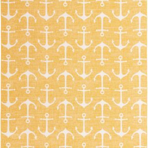 Unique Loom Outdoor Coastal Collection Area Rug - Ahoy (10' x 14' 1" Rectangle, Yellow)