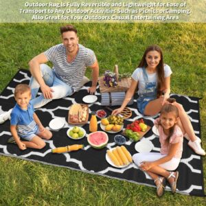 Universe Green Outdoor Rug 5'x8', Outdoor Plastic Straw Rug, Reversible Mats, Area Rug Decor, Waterproof, Portable, Camping Mat Black