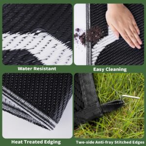 Universe Green Outdoor Rug 5'x8', Outdoor Plastic Straw Rug, Reversible Mats, Area Rug Decor, Waterproof, Portable, Camping Mat Black